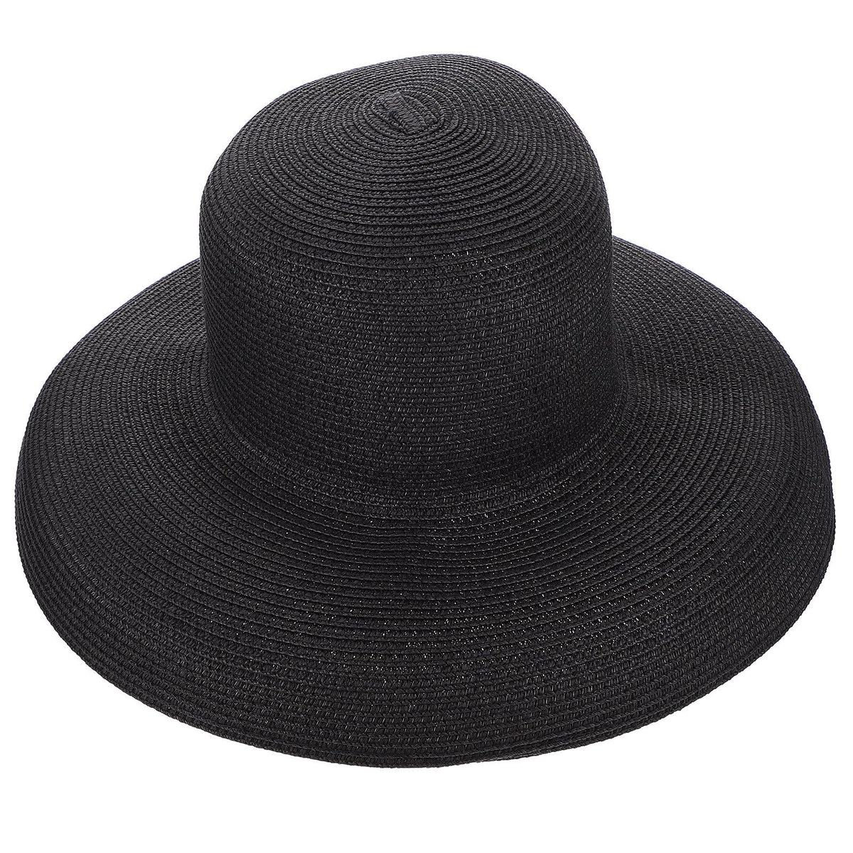 WRITWAA black wide brim straw hat for women and men - front view