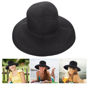 Lightweight travel hat in black straw