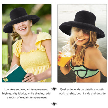 Packable travel straw hat with wide brim
