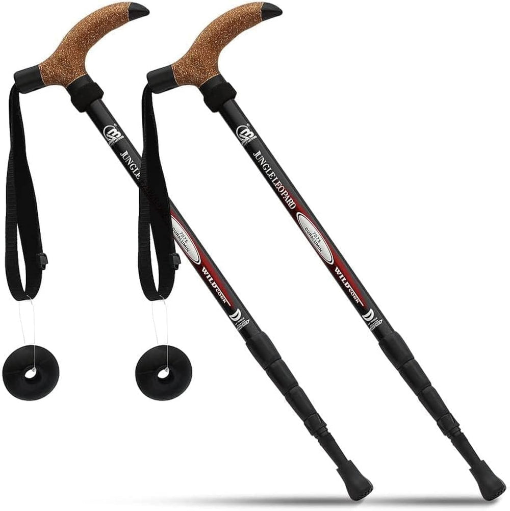 Wrzbest quick-lock trekking poles shown in compact form for easy packing and rapid height adjustment.