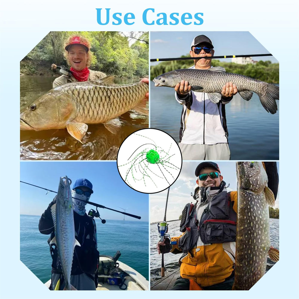 Compact 10-pack fuzzy dice lures ready for on-water use
