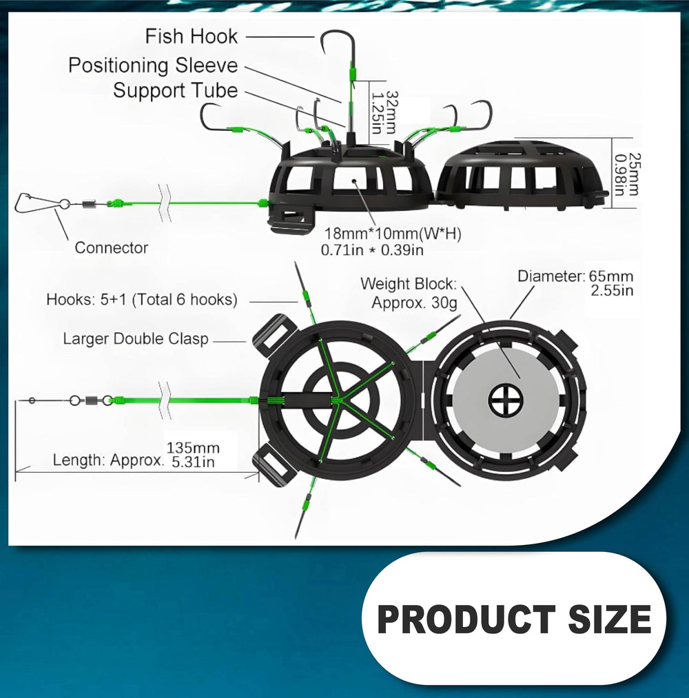 360-degree floating bait cage with rotating suspension