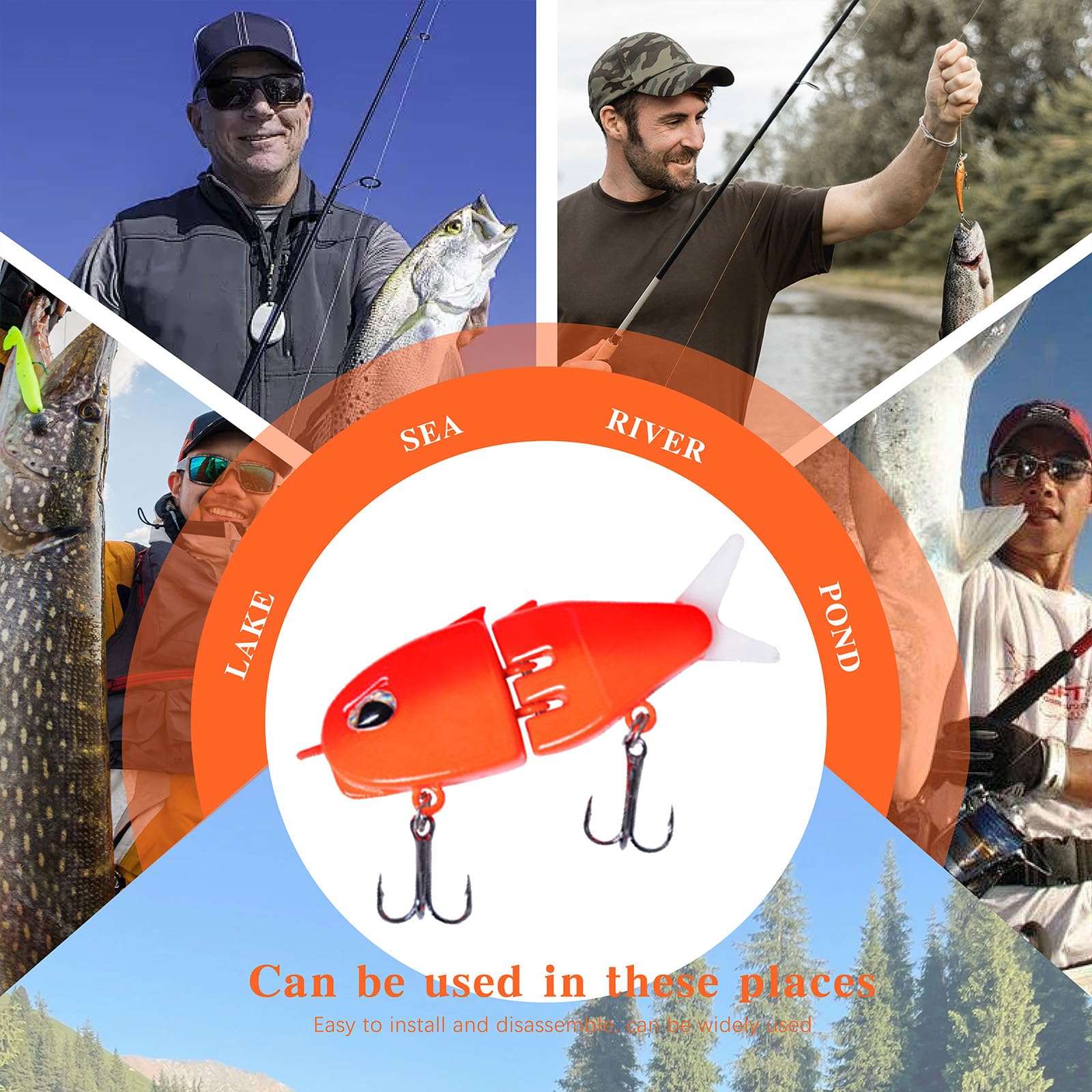 Seven baits packaged for freshwater and saltwater fishing