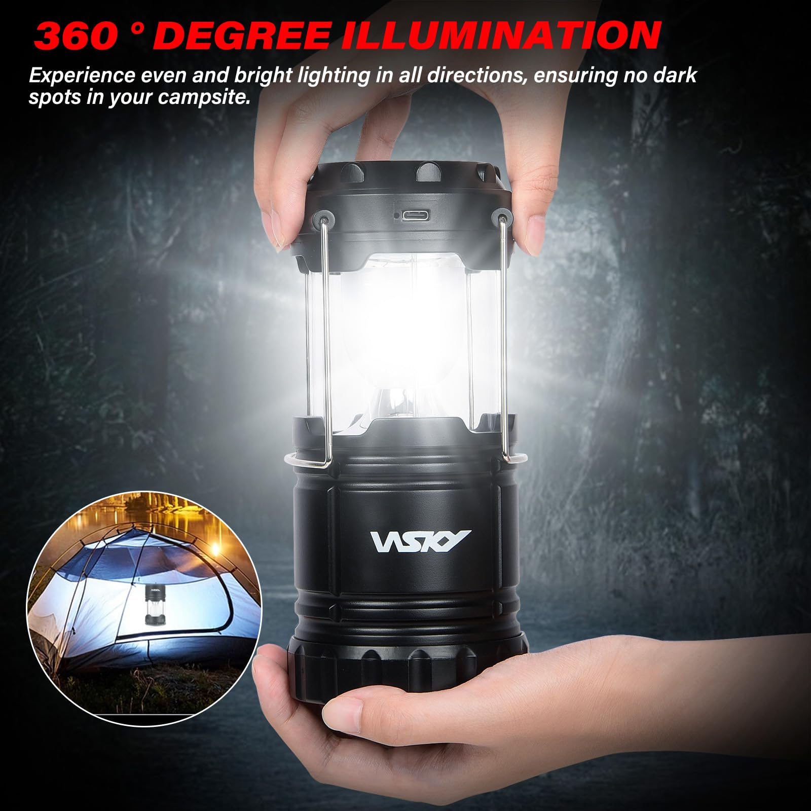 Wsky lantern magnetic base enabling hands-free lighting during tasks
