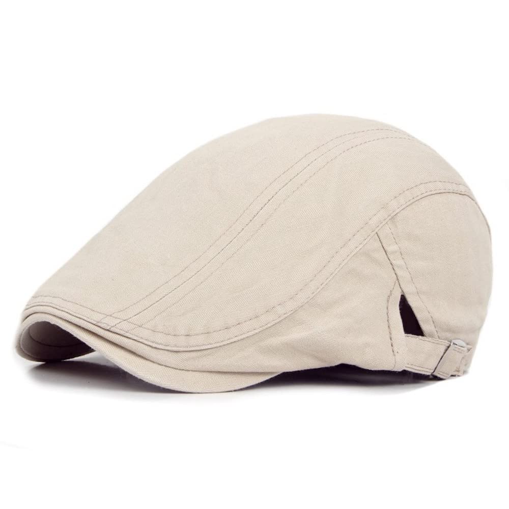 WSLCN men's newsboy flat cap in cotton with adjustable buckle for comfortable everyday wear