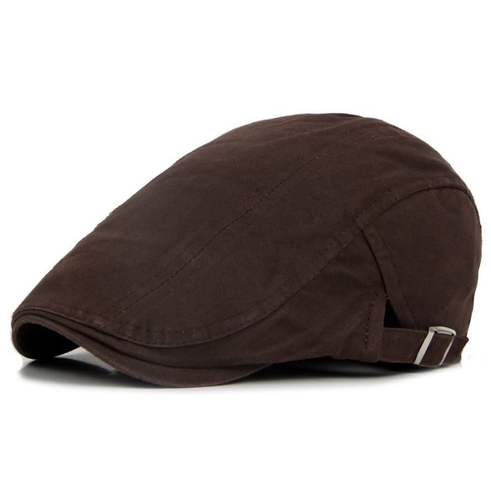 WSLCN men's newsboy flat cap in cotton with adjustable fit for comfortable daily wear
