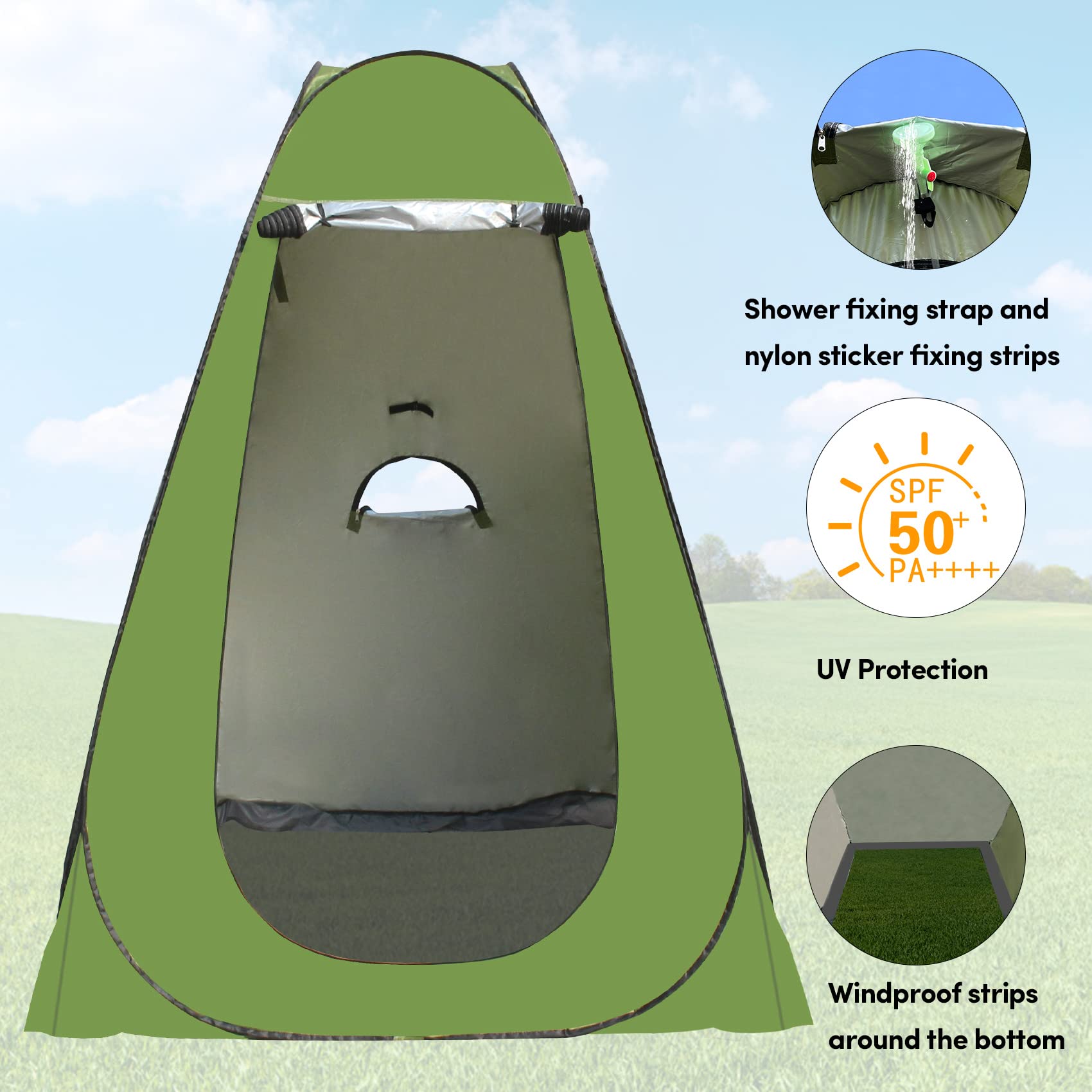 WTMORE tent includes side pocket and clothesline for towels and gear.