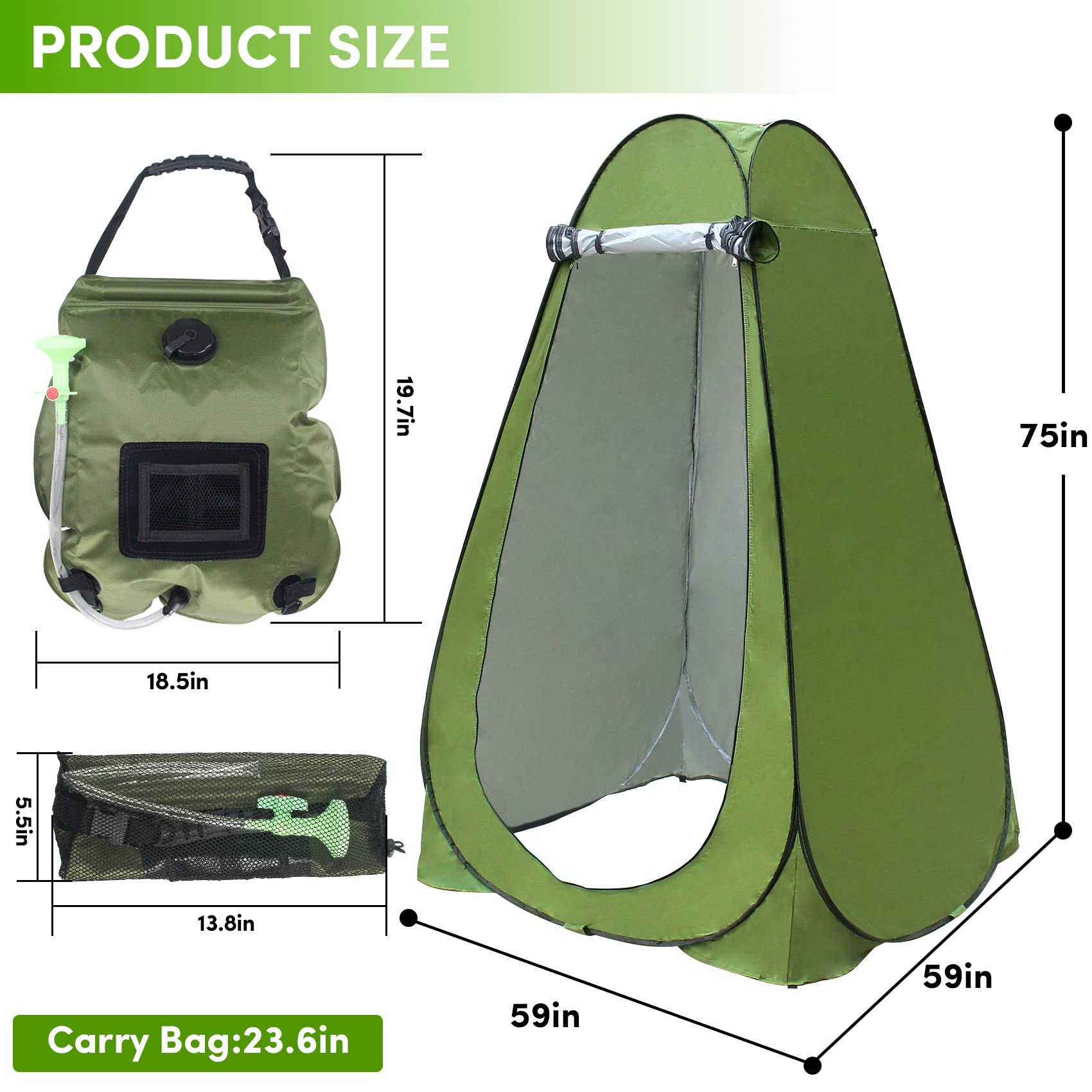 WTMORE solar shower bag 20L with temperature display enables convenient baths.