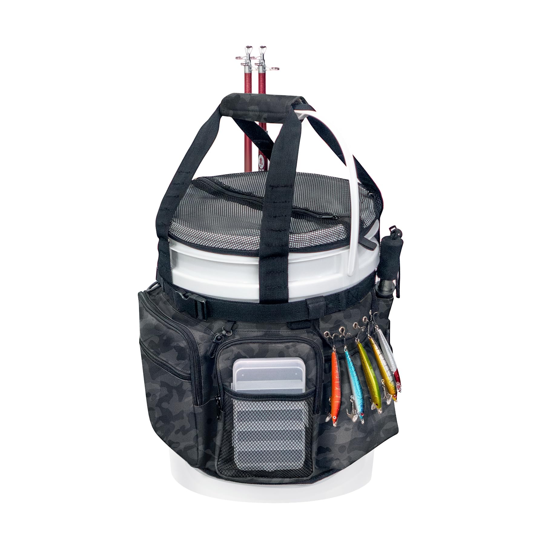 WTVIDAS bucket topper over standard bucket for secure storage on fishing trips