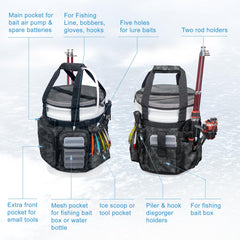 Durable 600D Oxford fabric fishing bag