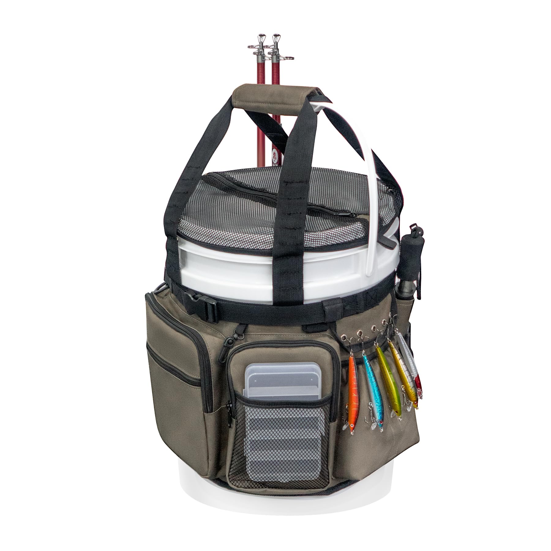 WTVIDAS fishing bucket organizer with mesh cover
