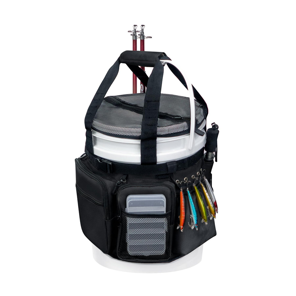 WTVIDAS Fishing Bucket Organizer with Top Cover on a 5-gallon bucket