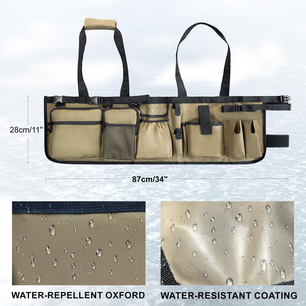 WTVIDAS fishing tackle bag pockets organize tools, lures, and spare batteries.