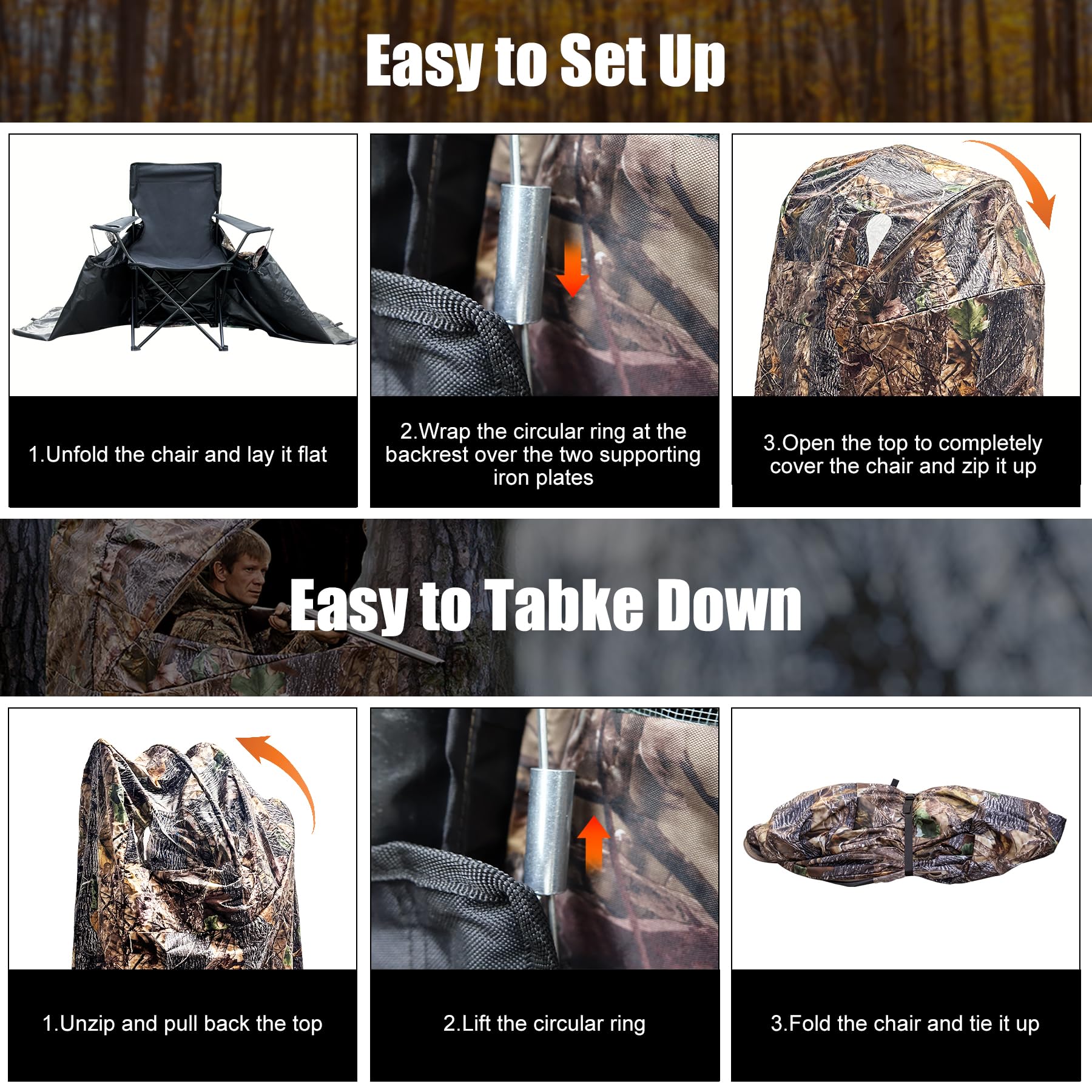 WTVIDAS hunting blind portable chair blind enables quick relocation and concealment