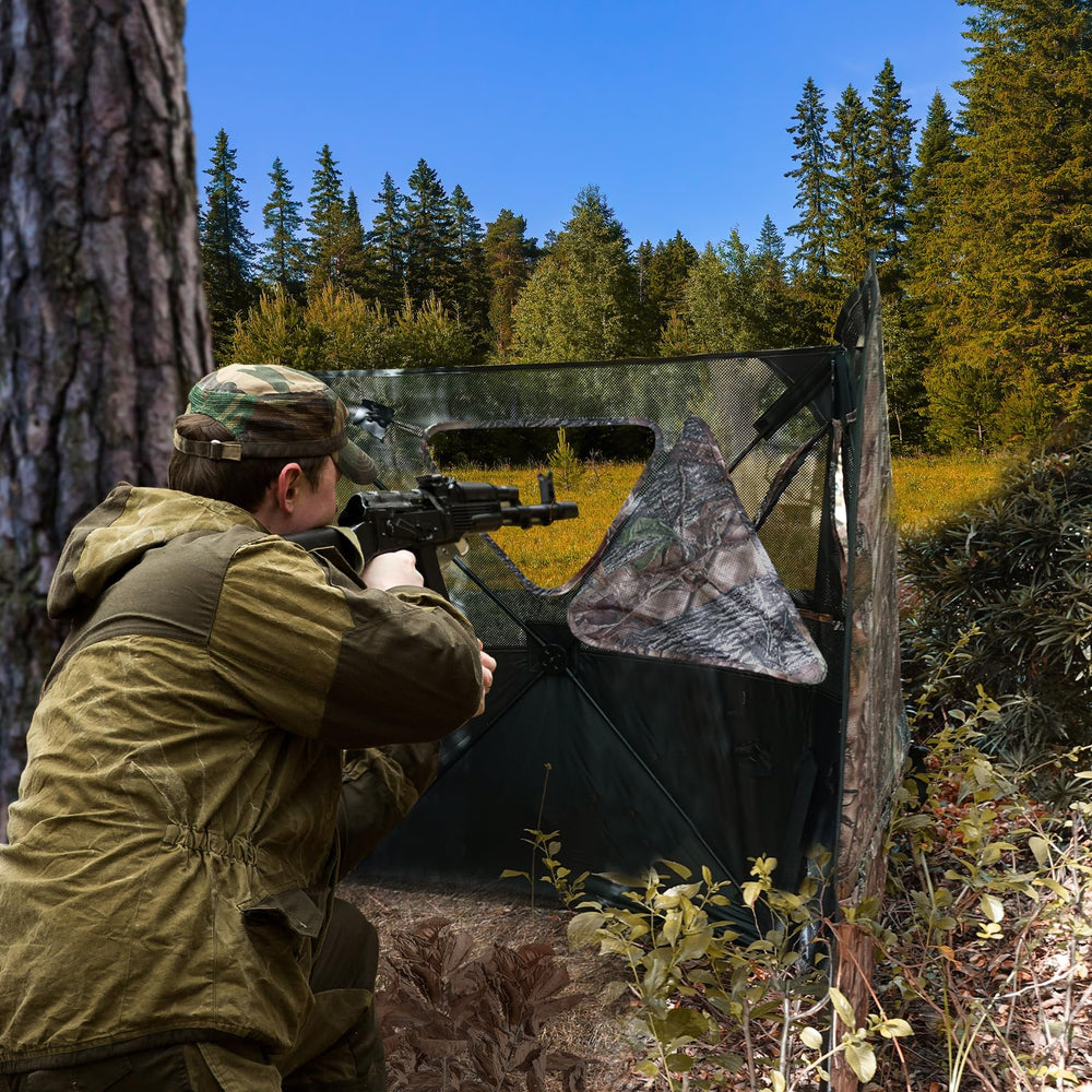 WTVIDAS stakes, ropes, and carrying bag secure the blind on varied terrain