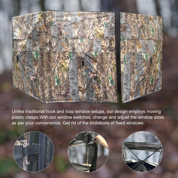 WTVIDAS hunting blind water-resistant black PU coating withstands harsh weather.