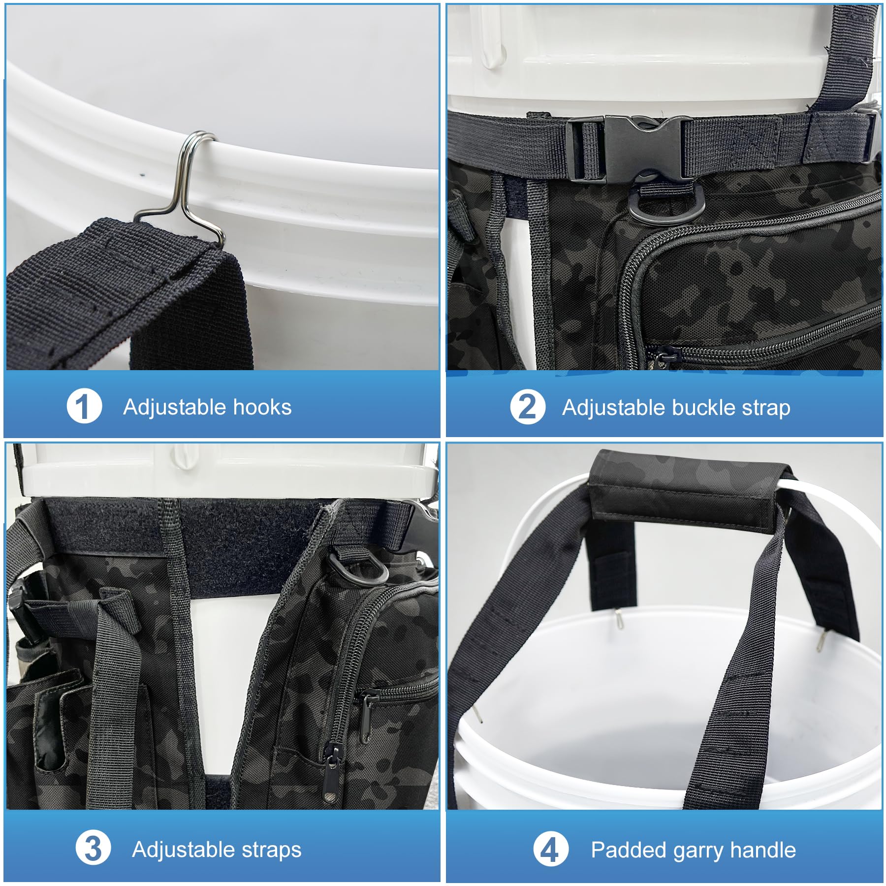 WTVIDAS multi-pocket front view demonstrates storage versatility for bait, tools, and accessories