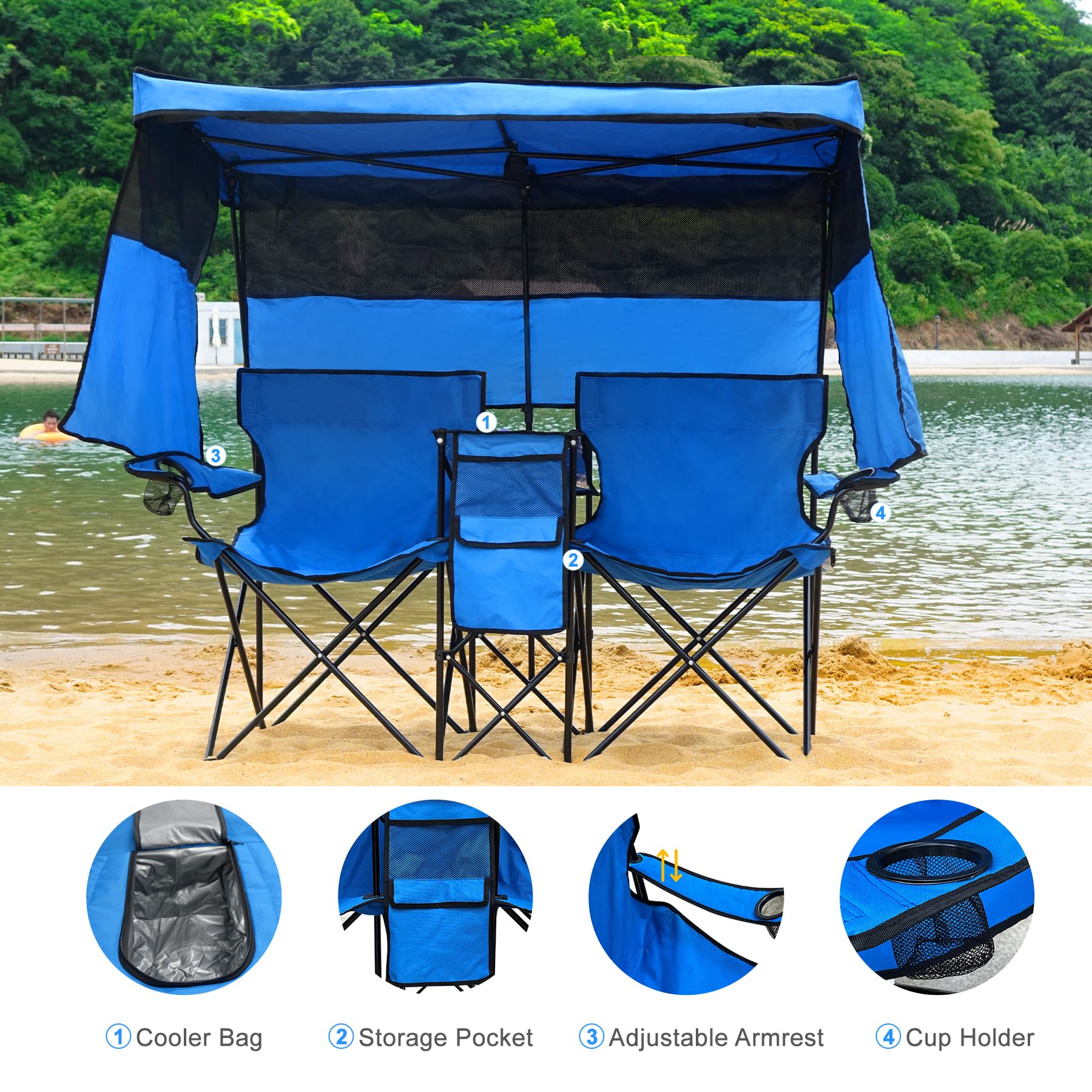 WTVIDAS open size 57x59x36 inches offers spacious seating