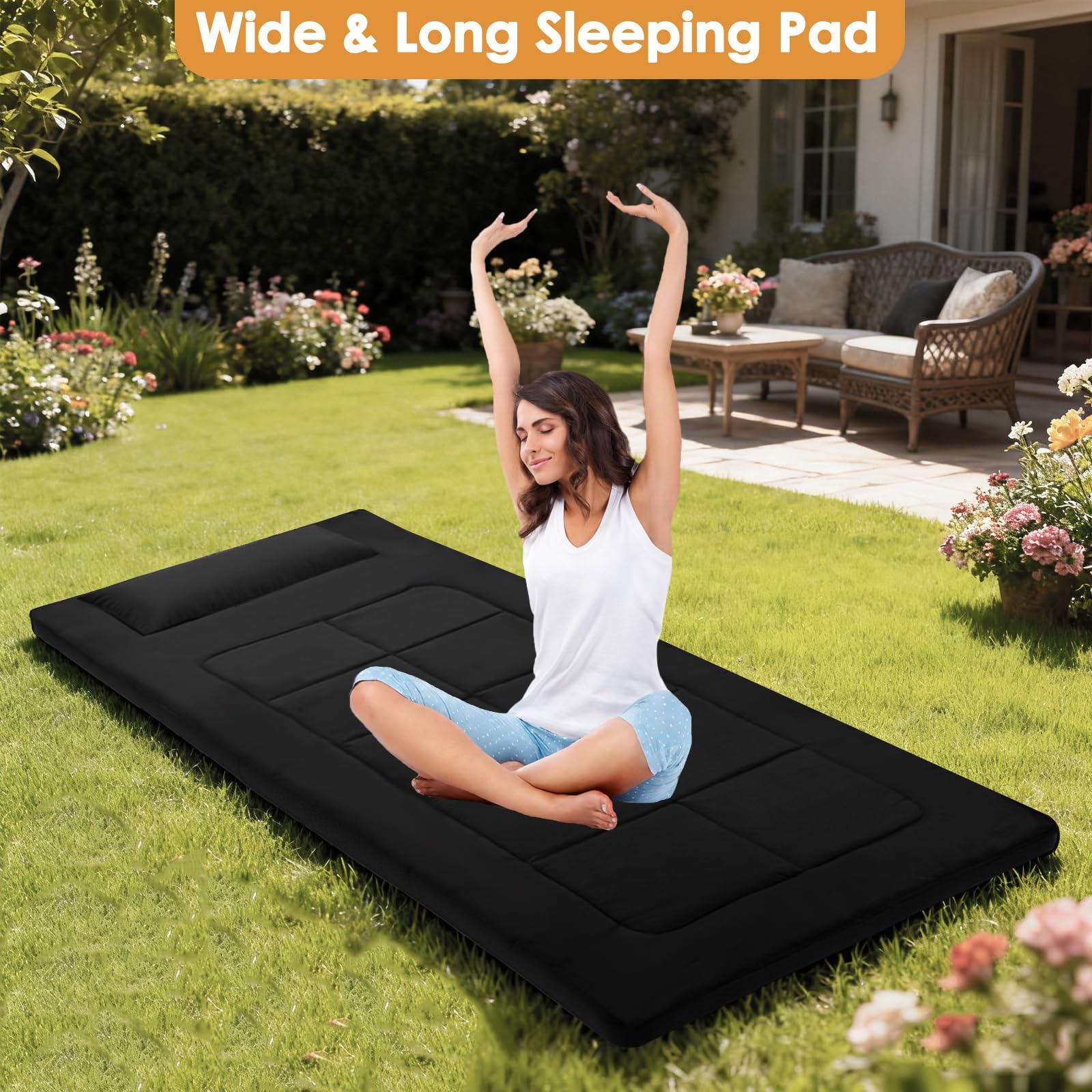 WUENLux floor mattress with built-in pillow supporting neck comfort.