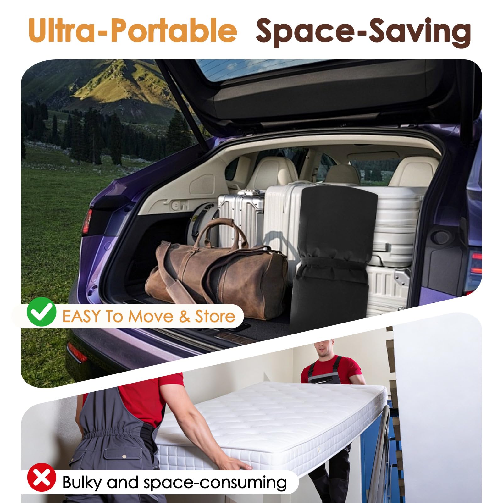 WUENLux floor mattress easy fold-and-store design for home use.