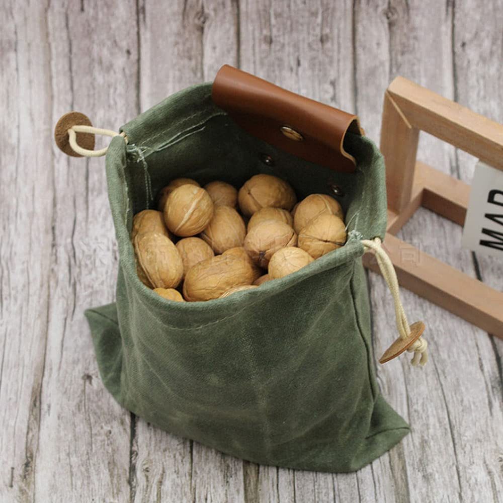 Compact closed Wugebud pouch demonstrates small packing size for easy storage