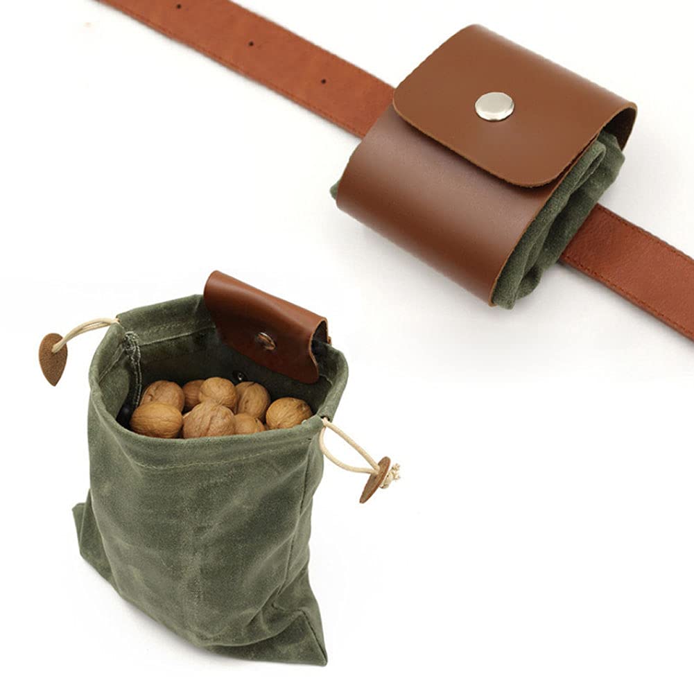 Wugebud foraging bag in use during a forest hike for fruit gathering