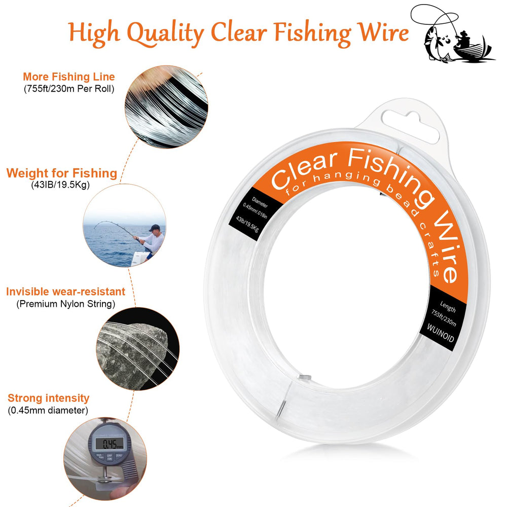 Close-up of transparent nylon monofilament fishing line