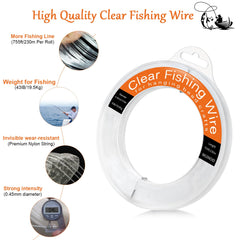 Close-up of transparent nylon monofilament fishing line