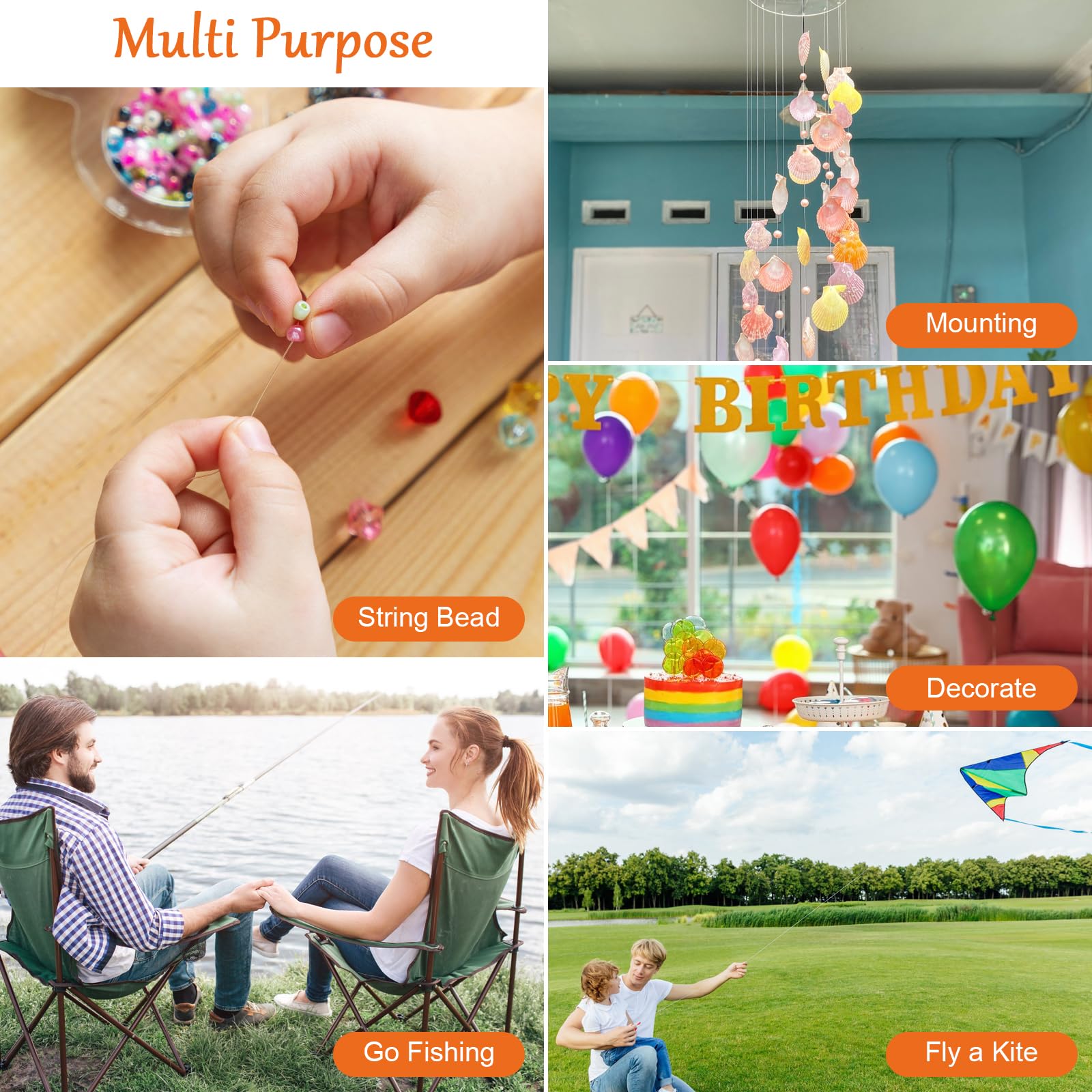 Decorating with clear fishing line for balloons and garlands