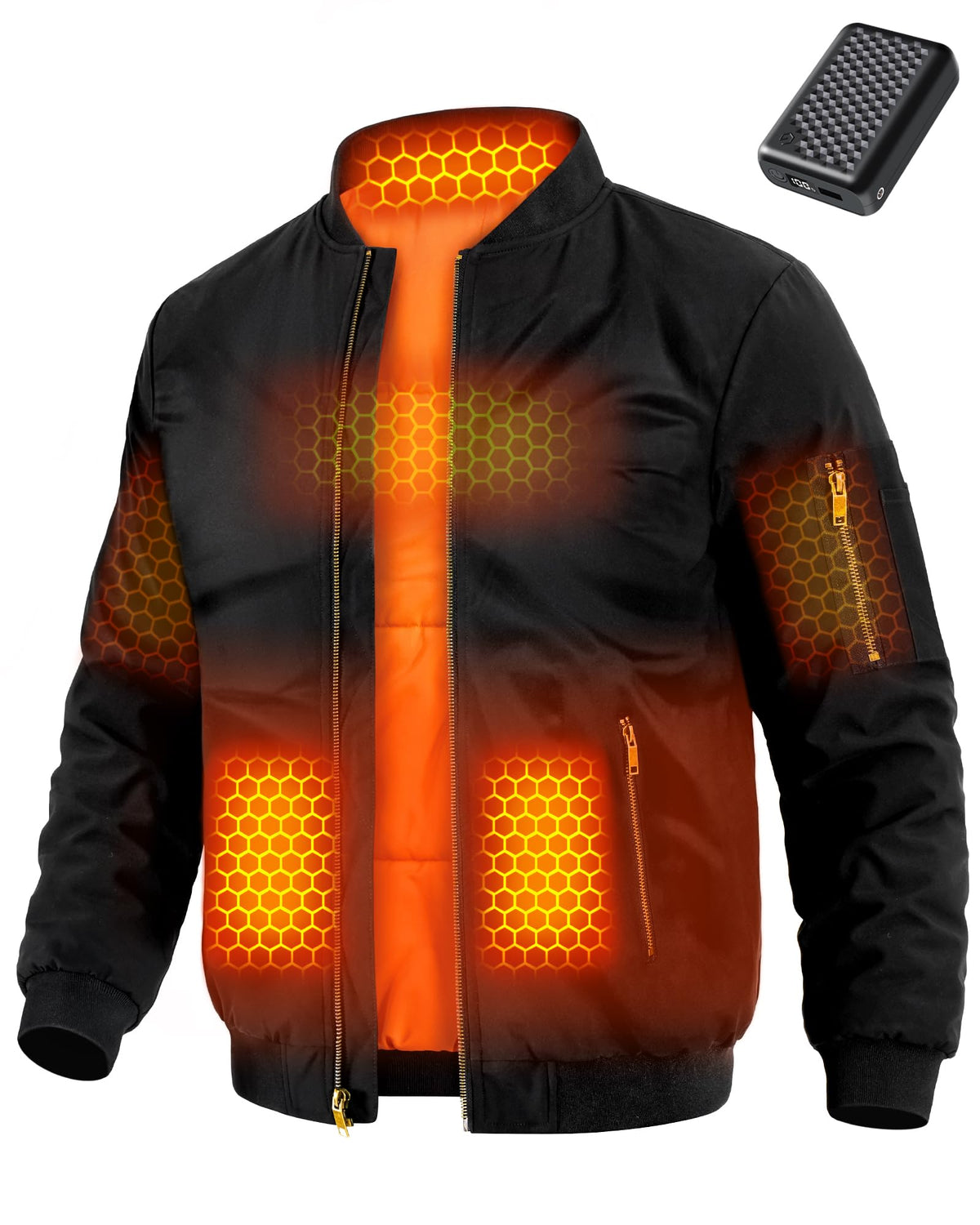 Wulcea men's heated jacket graphene panel close-up showing even heat distribution