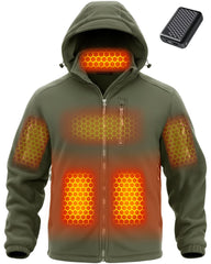 Wulcea men's heated graphene fleece jacket front view for outdoor warmth.