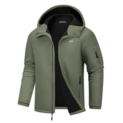 WULFUL men's softshell jacket hood close-up highlights weather protection