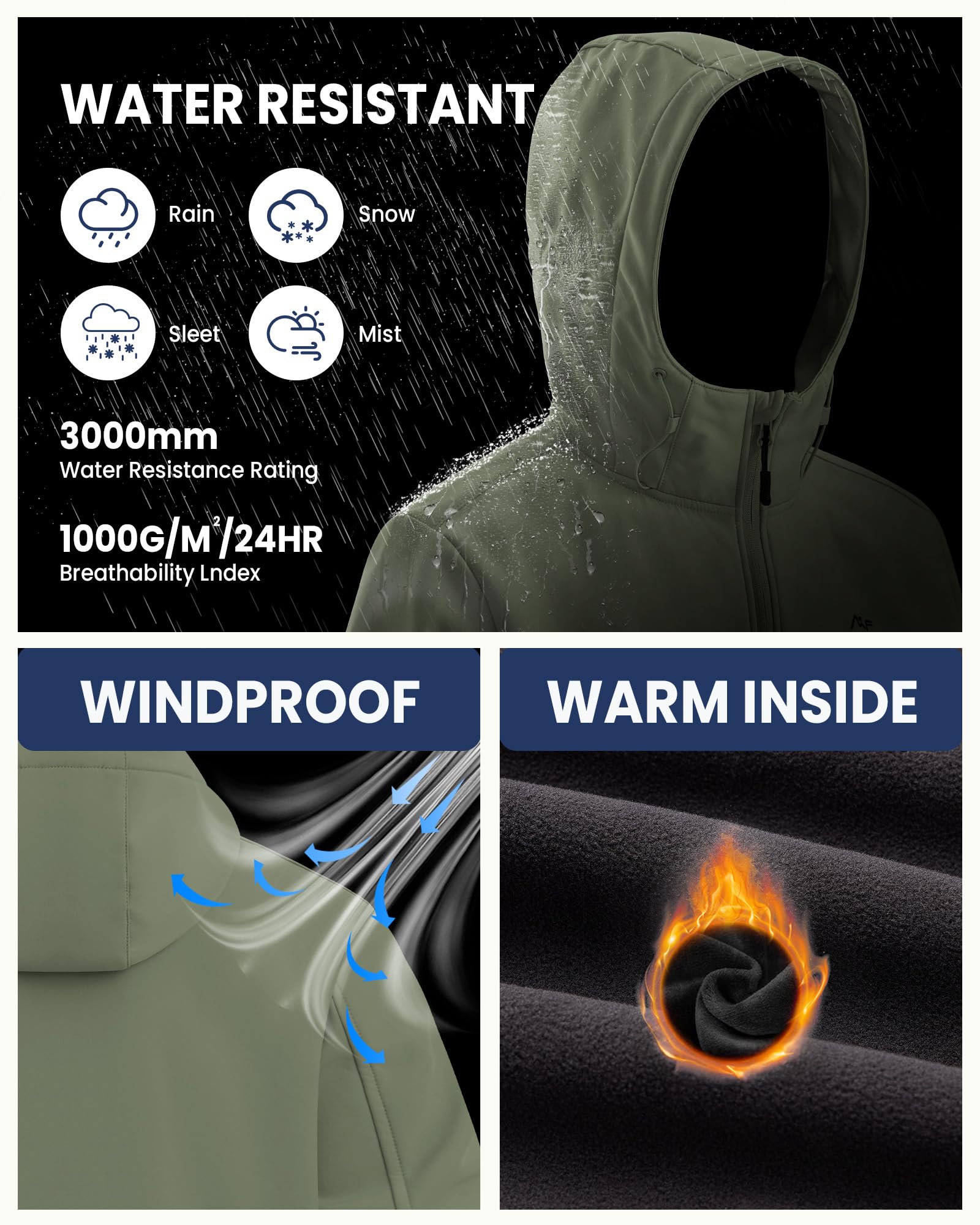 WULFUL men's softshell jacket outdoor usage scene showcases versatility