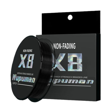 WUPUMAN braided fishing line close-up showing non-fading color and smooth braid.