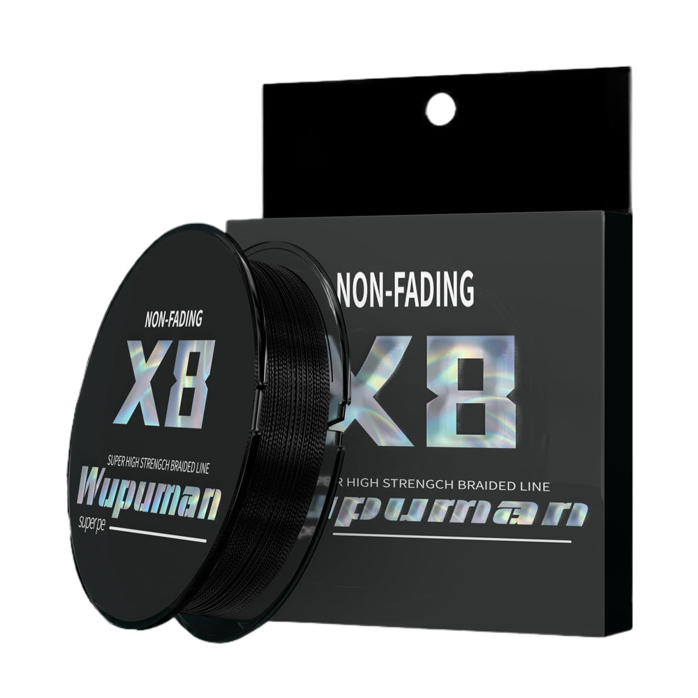 WUPUMAN braided fishing line close-up showing non-fading color and smooth braid.