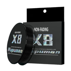 WUPUMAN braided fishing line close-up showing non-fading color and smooth braid.