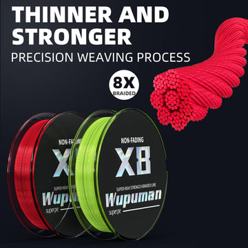 WUPUMAN braided line color swatch demonstrates vibrant black color under sun and water.