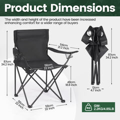 WUROMISE 2-pack camping chairs folded compact for easy transport.