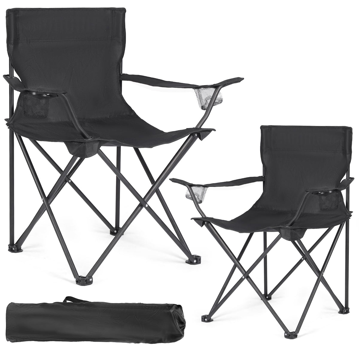WUROMISE 2-pack camping chairs unfolded show lightweight seating with sturdy steel frame.