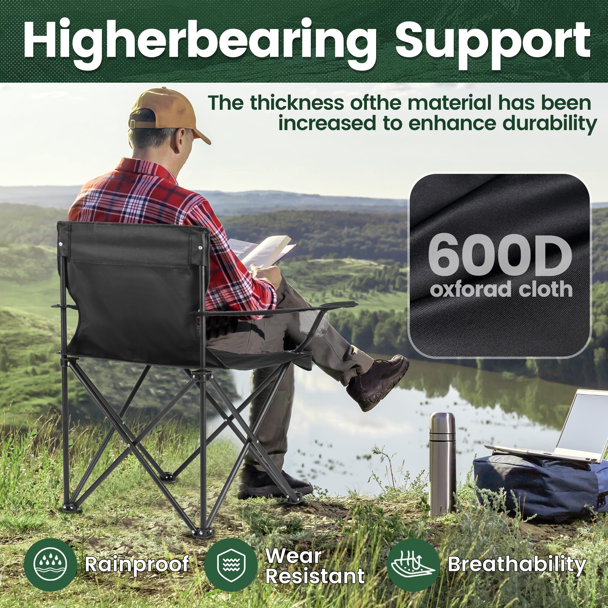 WUROMISE lightweight chair with durable steel frame supports up to 300 pounds.