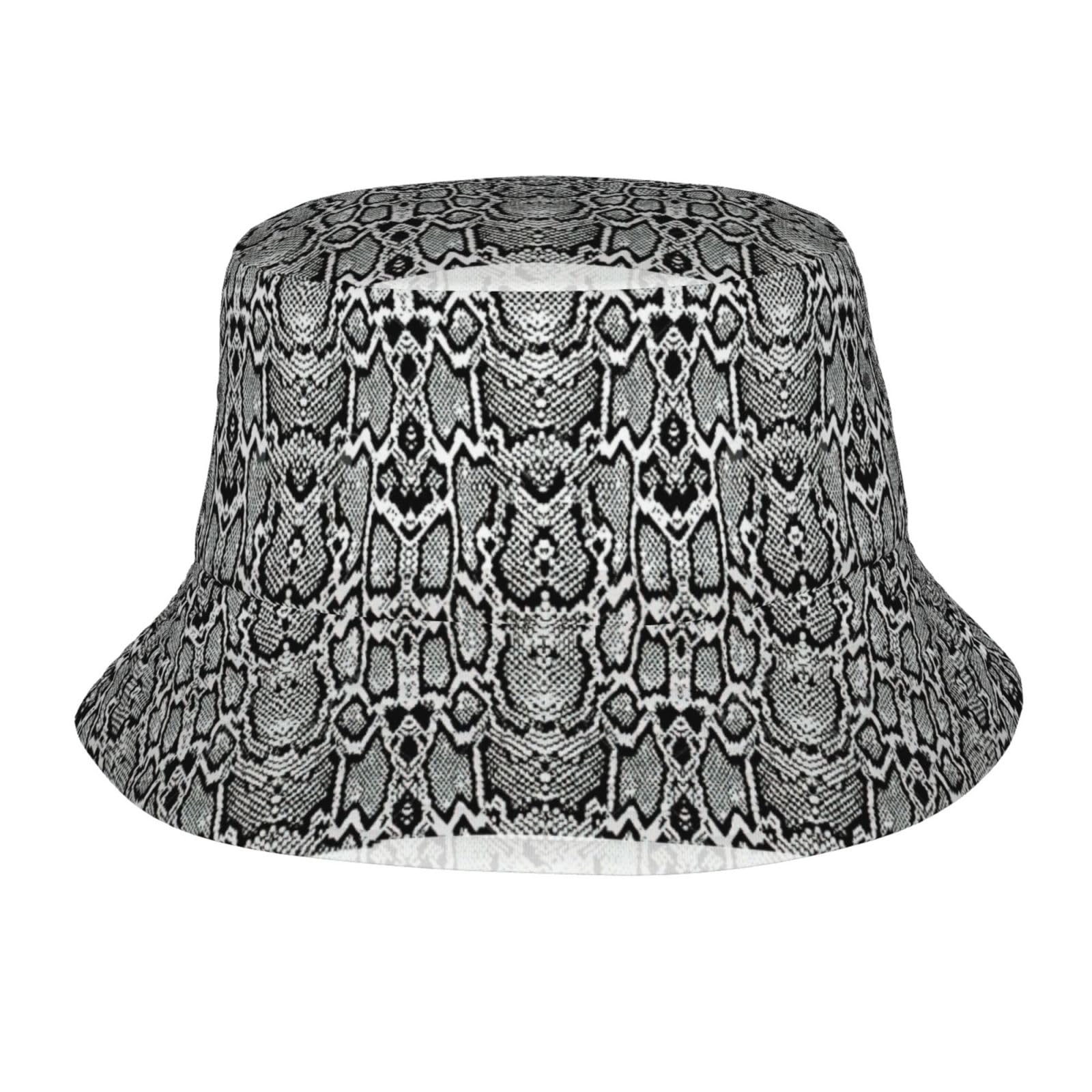 WURTON black white snake skin print bucket hat for stylish sun protection