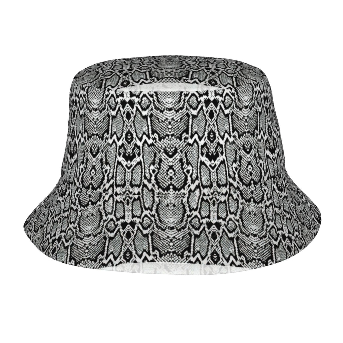 WURTON black white snake skin print bucket hat for stylish sun protection
