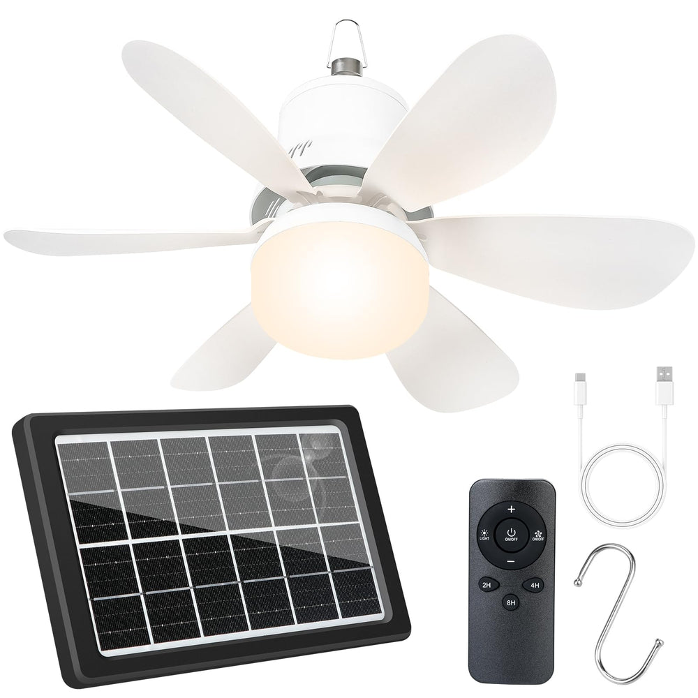 WVMNQO portable solar ceiling fan with remote delivers comfortable airflow and off-grid capability.