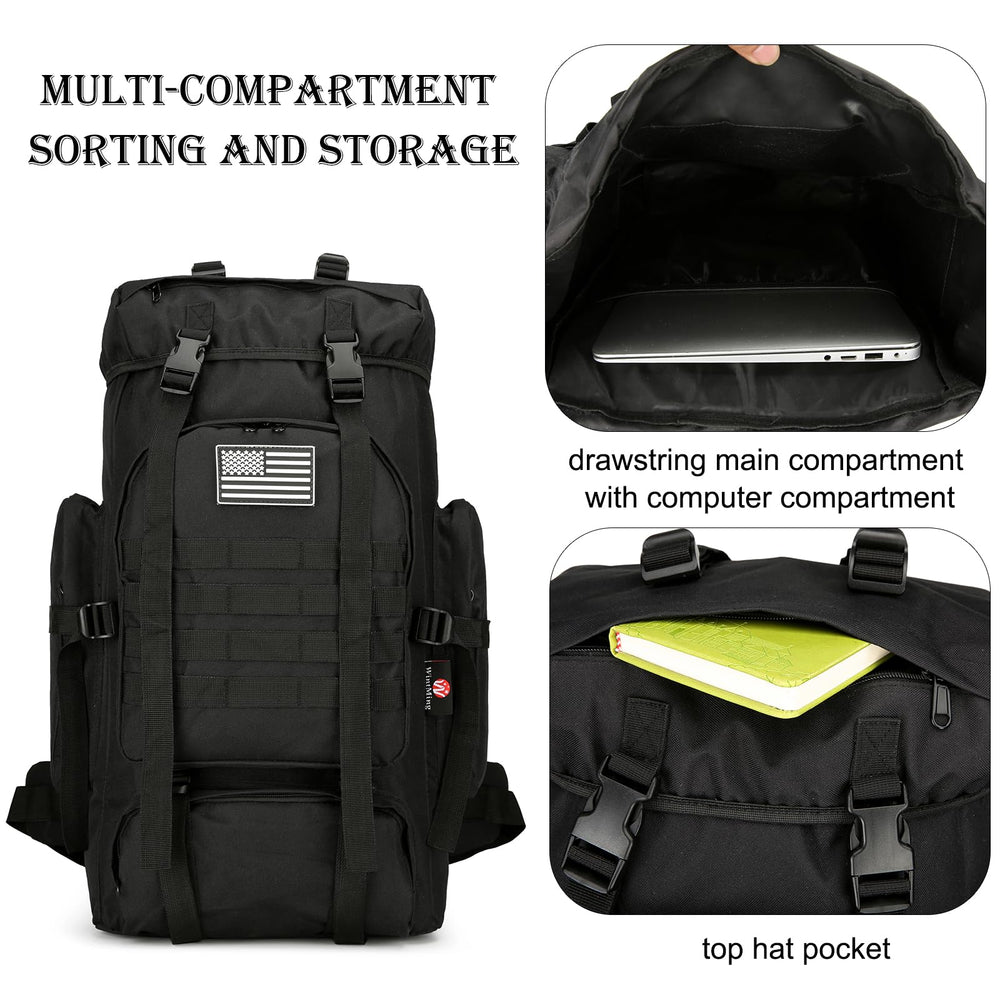 WWINTMING 45L MOLLE system expands carrying capacity with modular add-ons.
