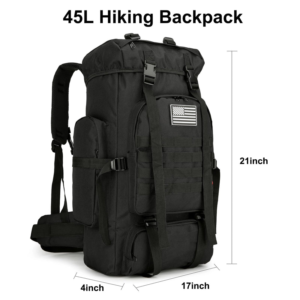 WWINTMING 45L hiking backpack side pockets for bottles and tools.