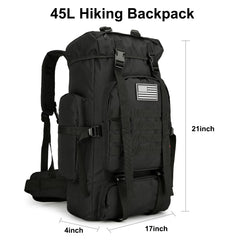 WWINTMING 45L hiking backpack side pockets for bottles and tools.