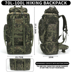 W WINTMING 70L backpack side view demonstrates load distribution for comfortable carry.