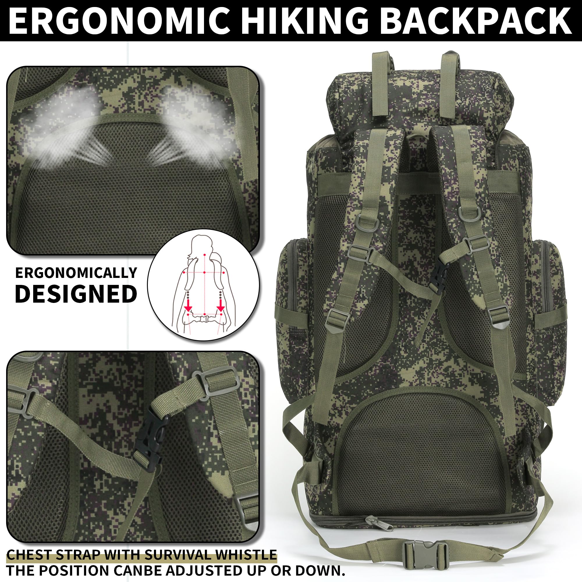 W WINTMING 900D fabric image highlights water resistance and durability for rugged trails.