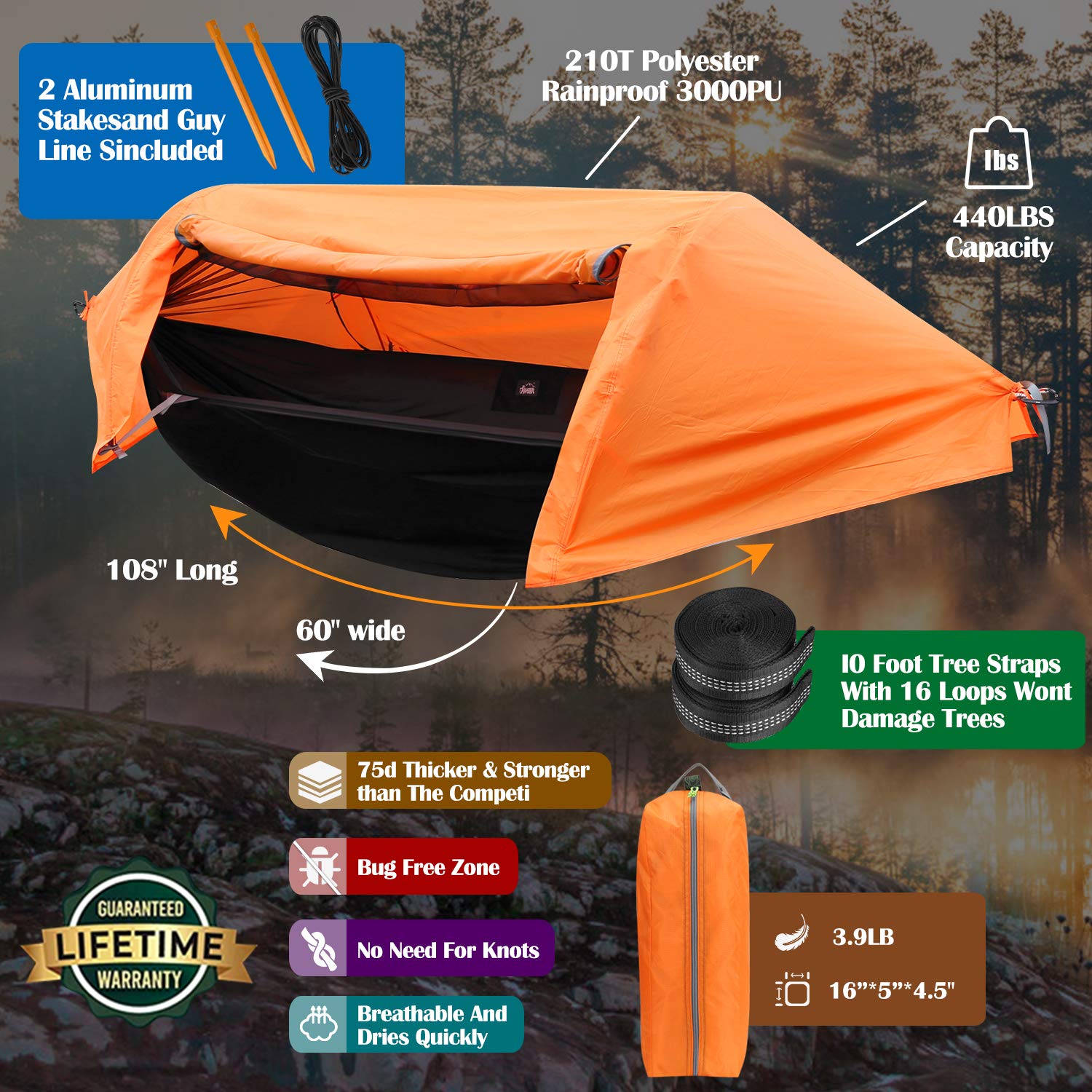 WWINTMING hammock supports up to 440 lbs for versatile use.