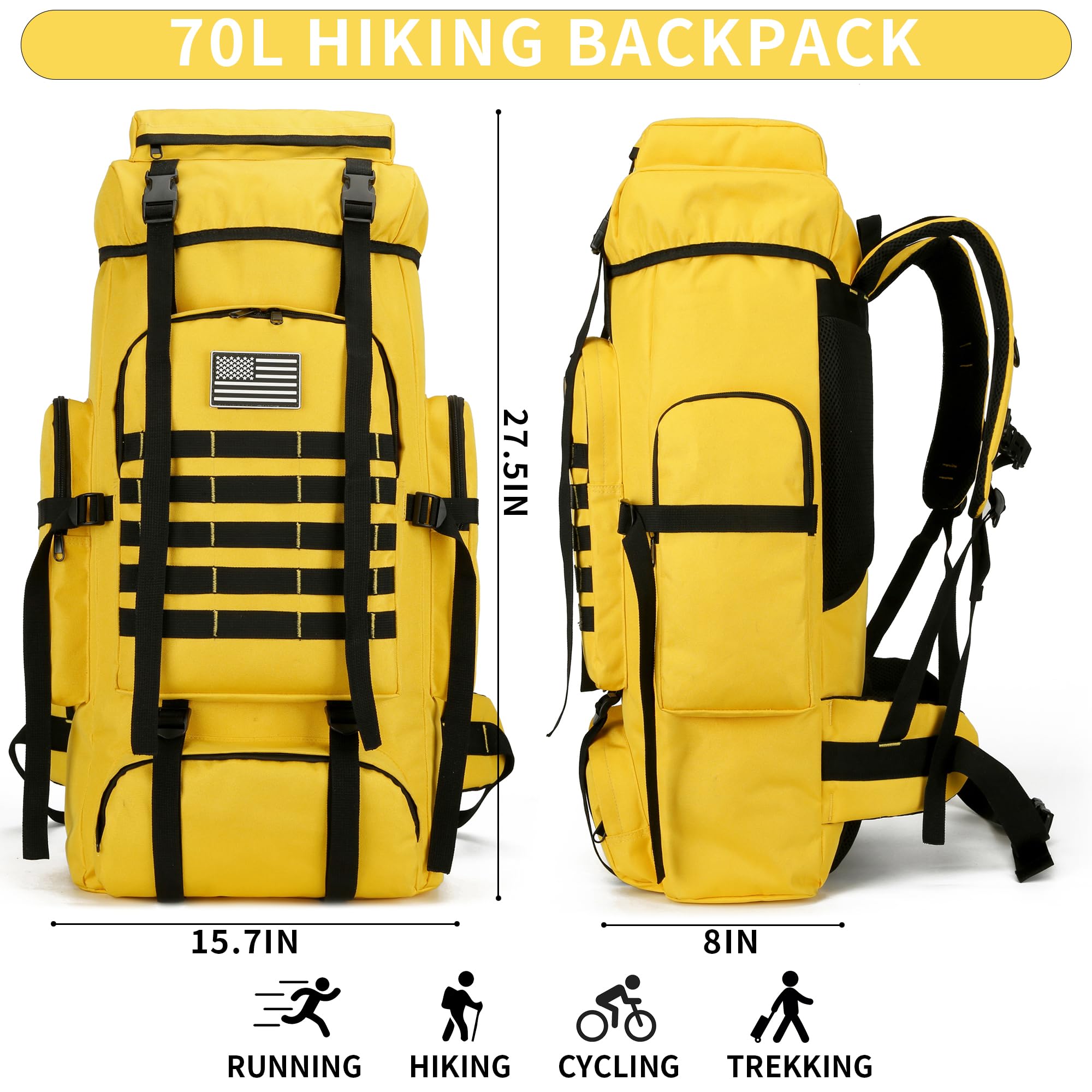W WINTMING hiking backpack 70L side pockets keep essentials organized on trails